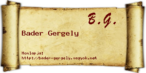 Bader Gergely névjegykártya